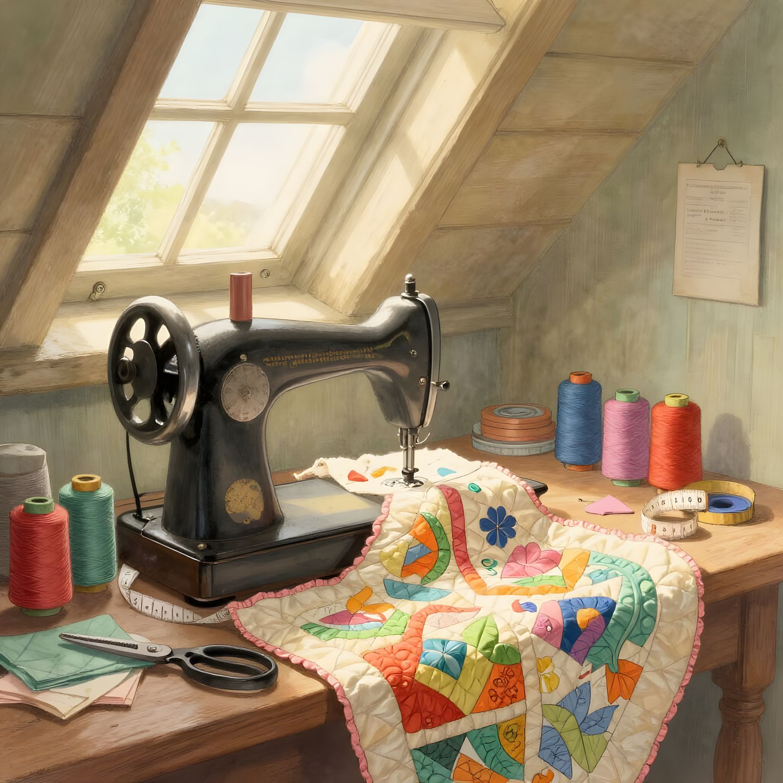 Cozy Attic Crafting Corner in Whimsical Style