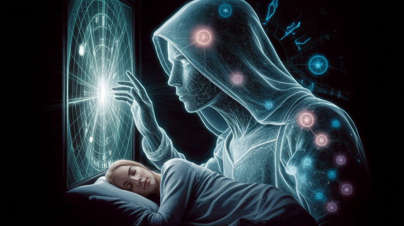 X-Ray Angelic Figure Taps Window in Holographic Illusion