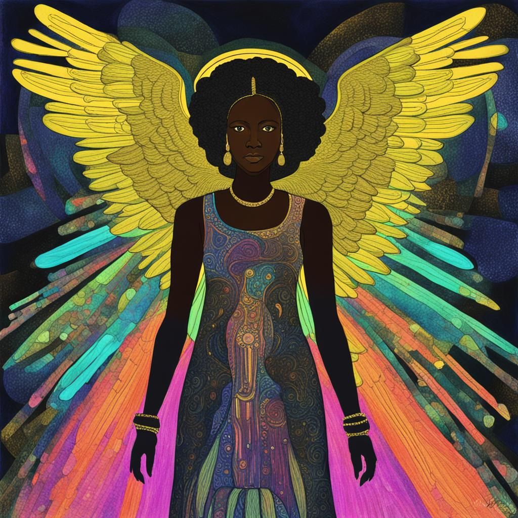 Fluorescent Angel in Digital Art Style
