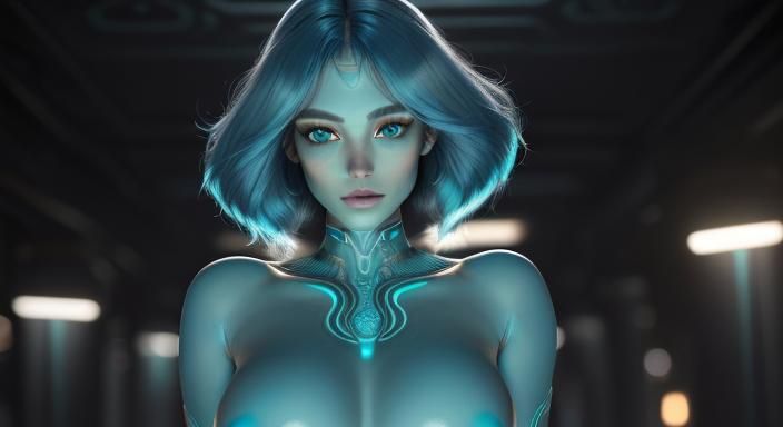 A very attractive, beautiful, Turquoise skinned, Cerulean co...