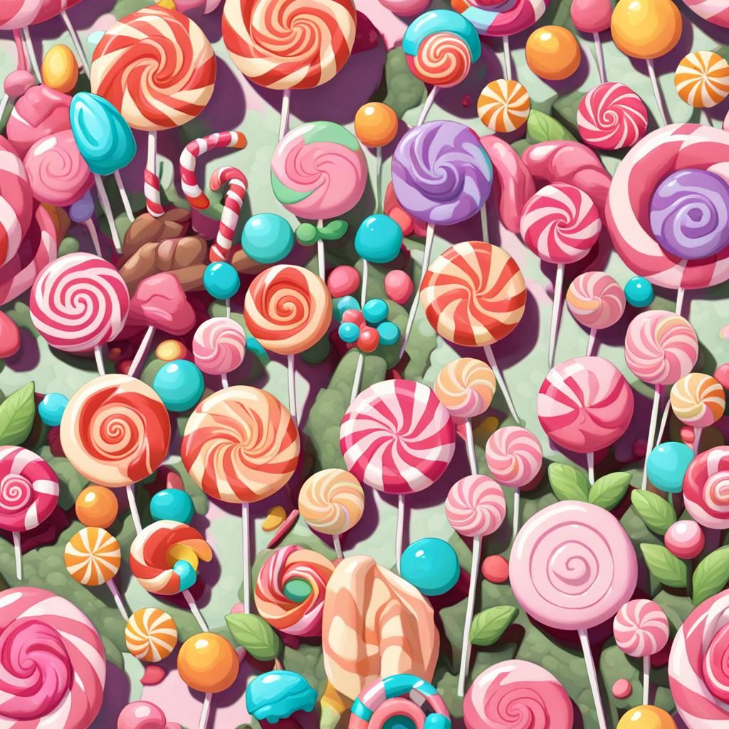 AI-Generated Candy Garden Illustration
