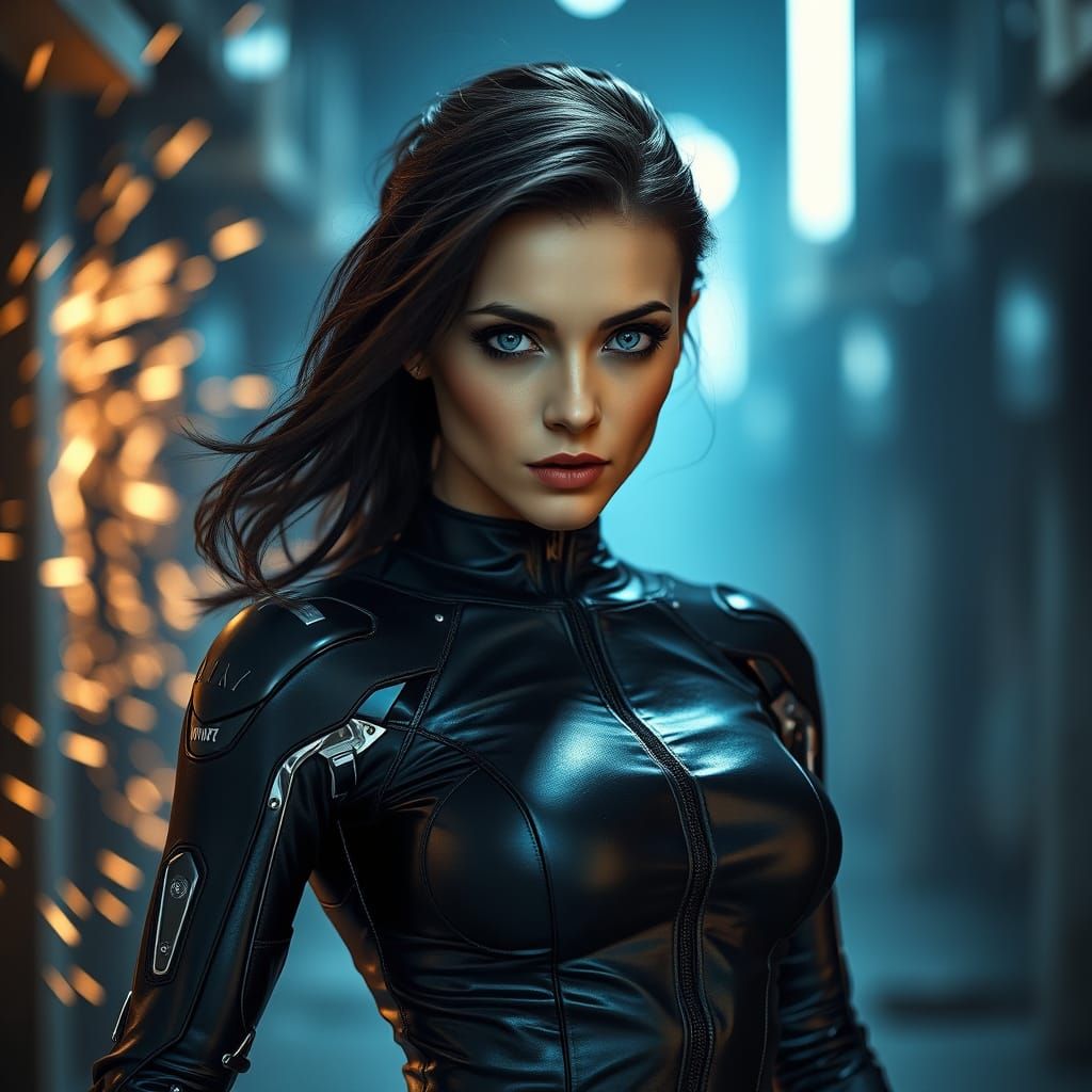Cyberpunk Female Terminator with Slavic Features