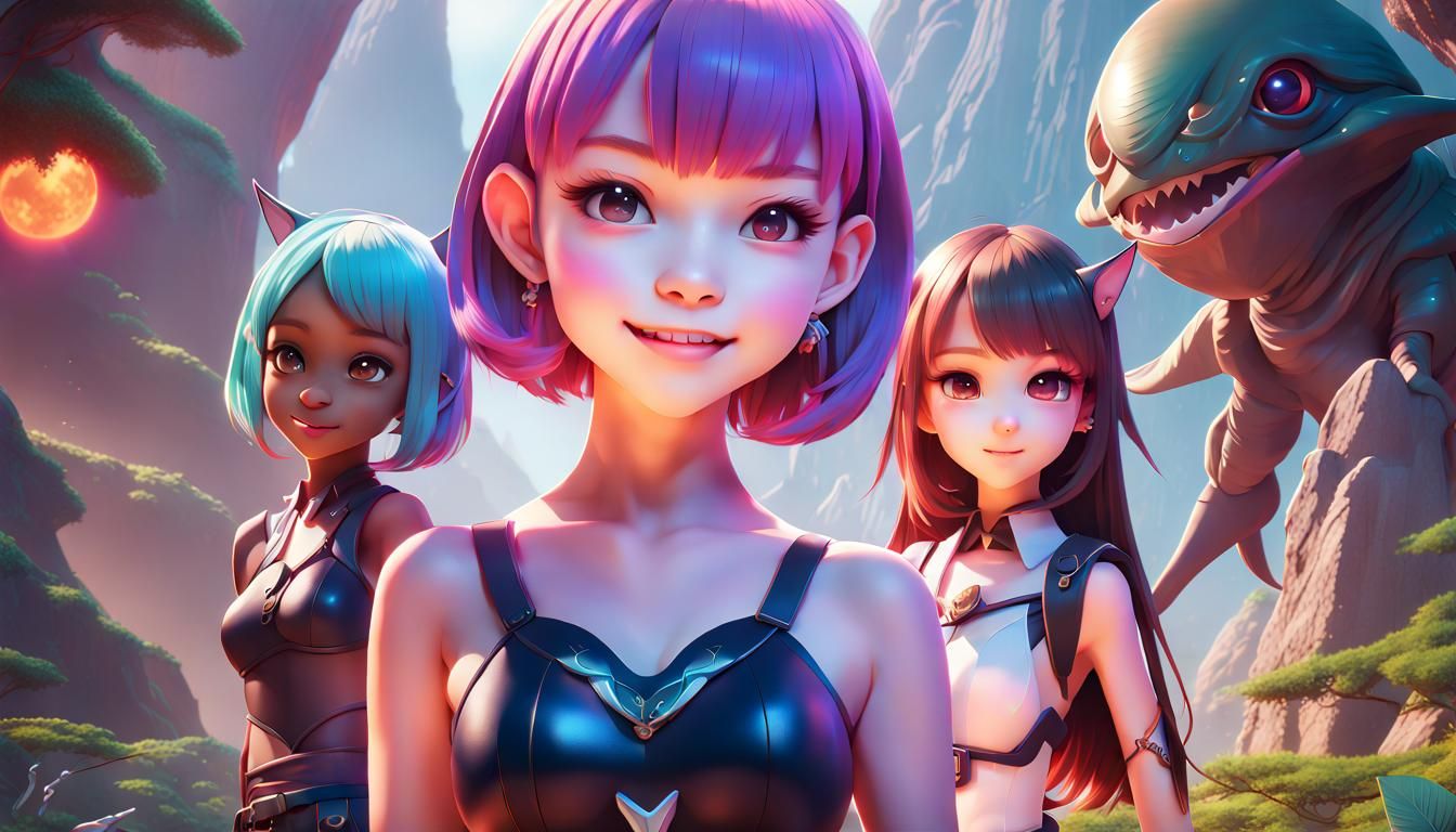 Alien Planet Explorers: 3D Anime Movie Poster