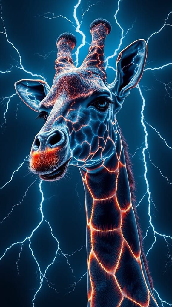Surreal Giraffe Electric Landscape