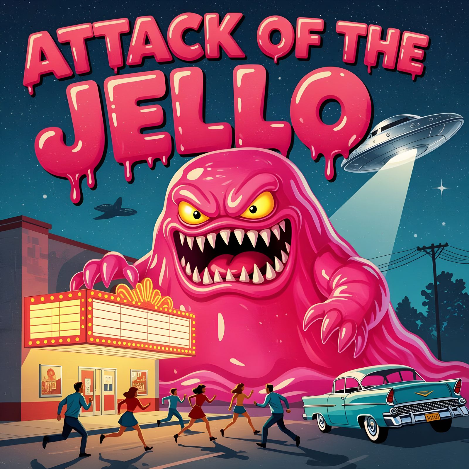 Retro Horror Poster: Attack of the Jello Monster