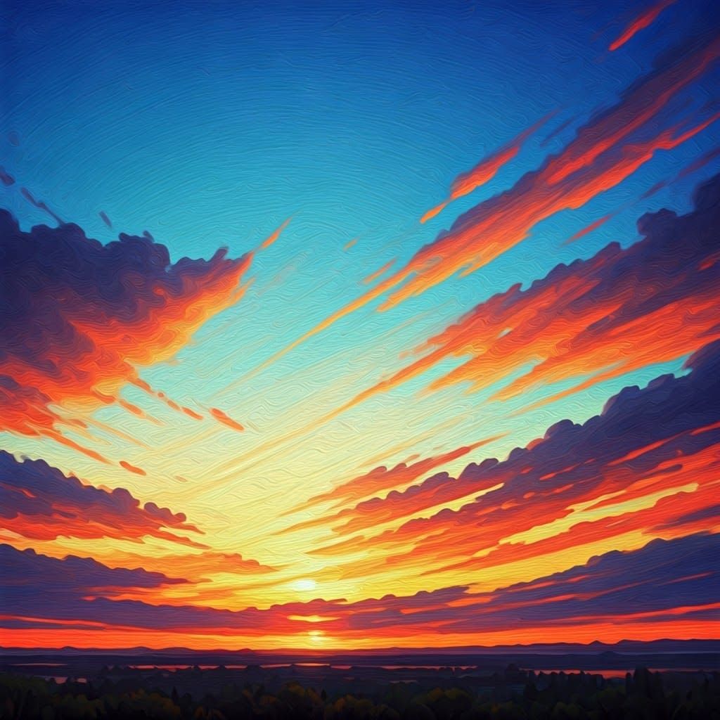 Celestial Sky Dream in Expressionist Impasto Style