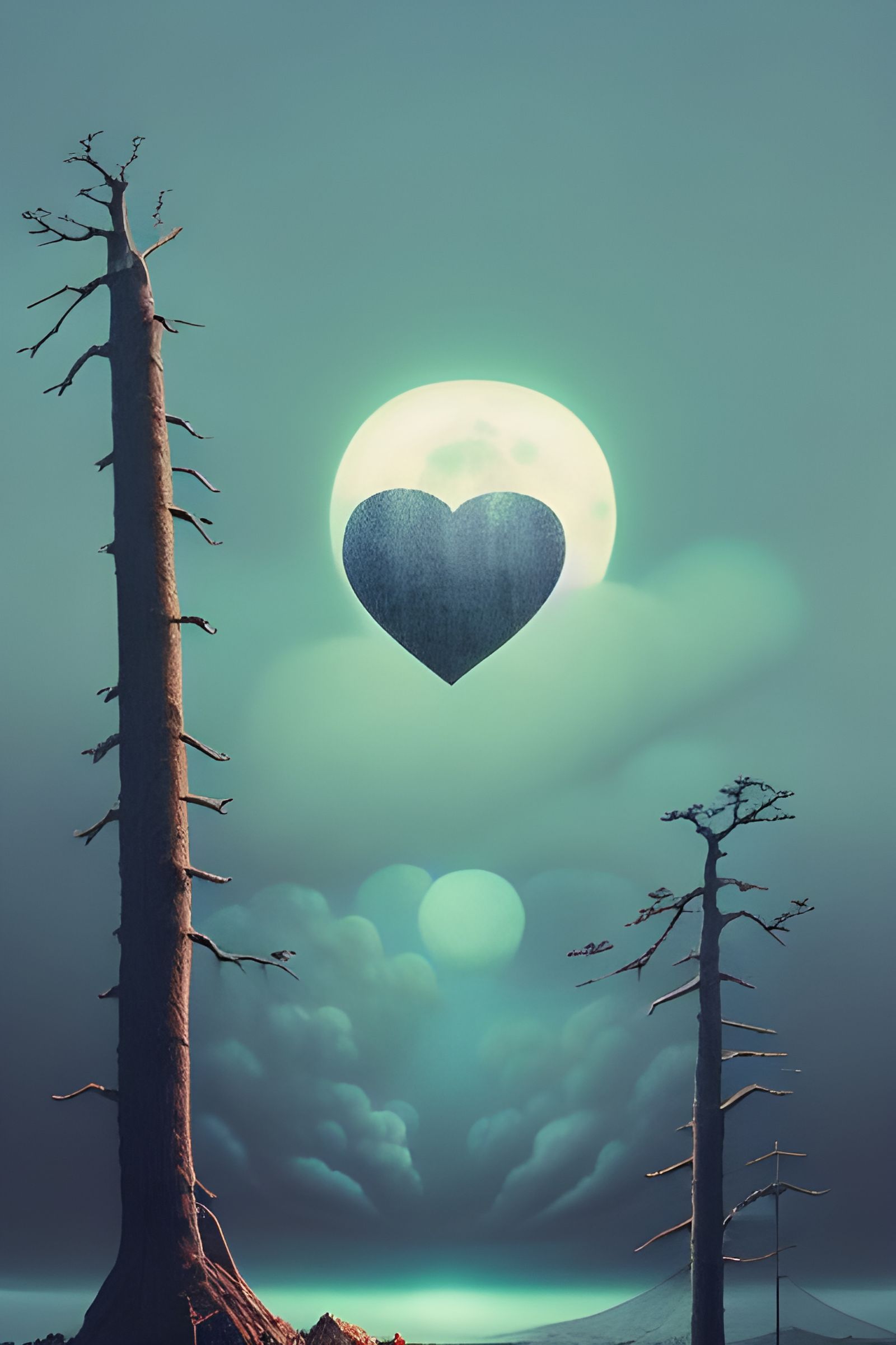 Heart Moonrise: Romanticism in Digital Illustration