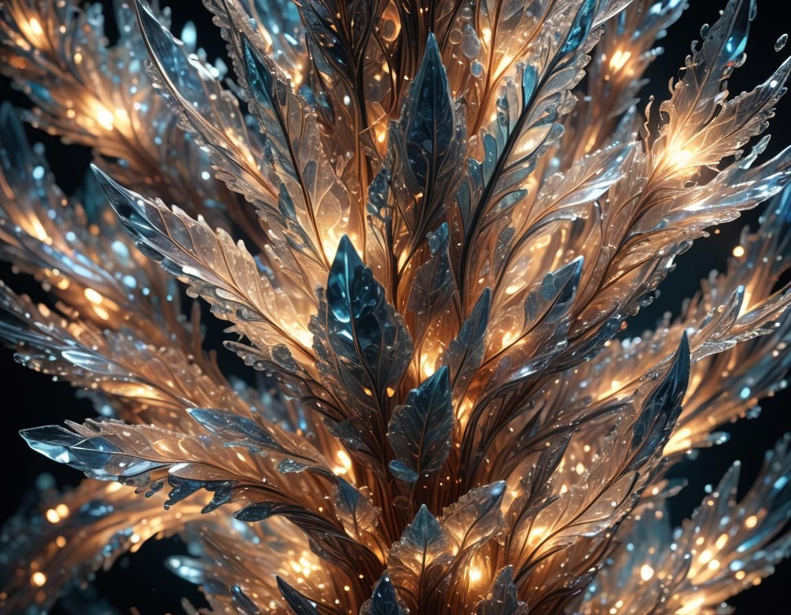 Crystalline Structure Emitting Light in Hyperrealistic 3D