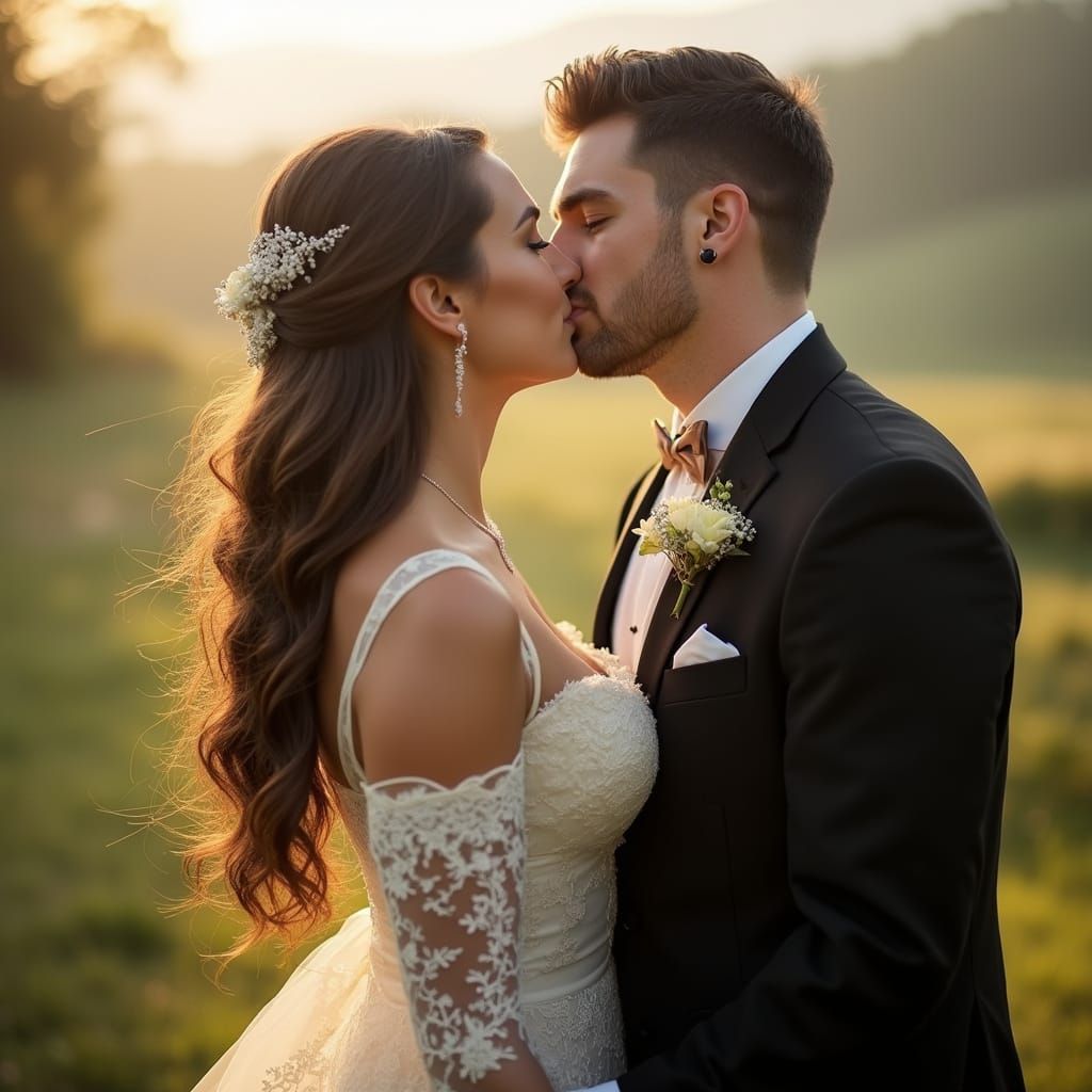 Irish Wedding Kiss in Pre-Raphaelite Style