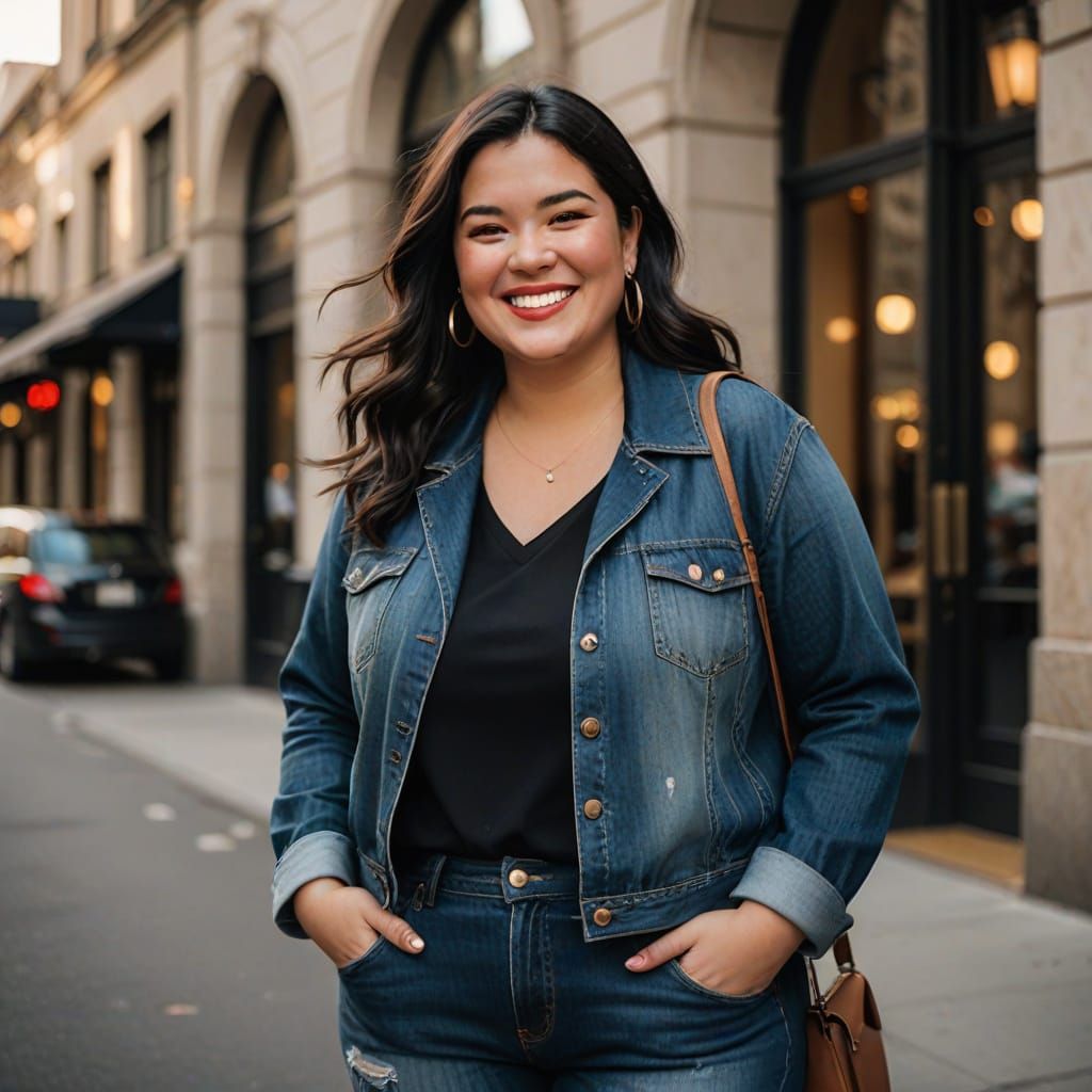 Elegant Plus-Sized Woman in Softbox Lighting