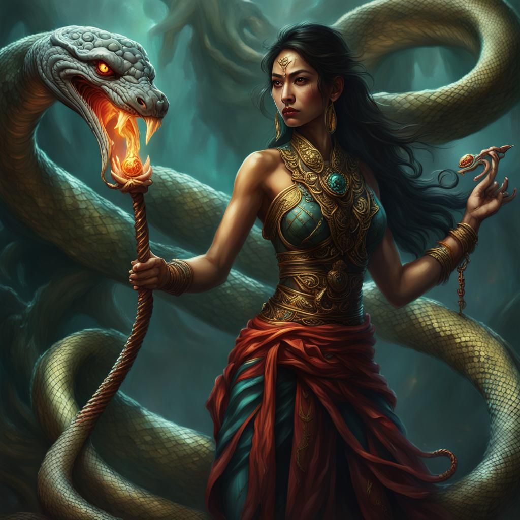 Mala: Serpent Whip Fantasy Art in 8k