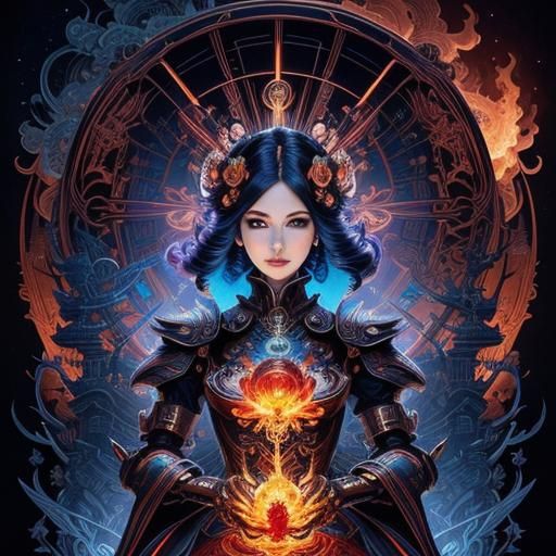 Elegant fantastical mechanical gorgeous lovely android warri...