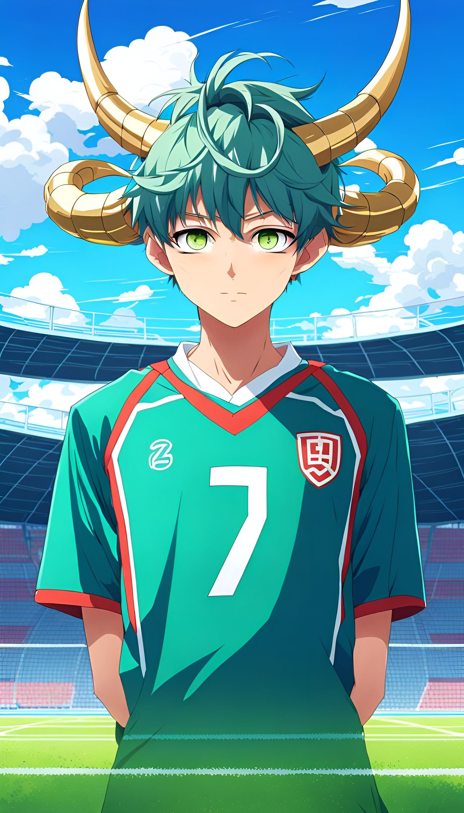 Cyborg Teen Soccer Player in Anime Style