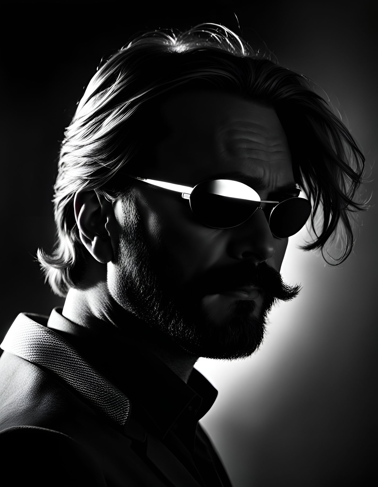 Mysterious Man with Eyepatch in Dramatic Lighting
