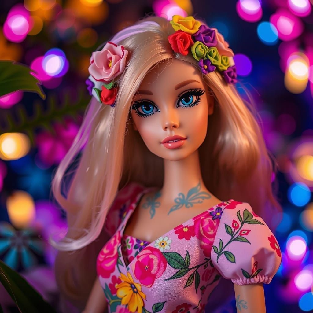 Anime Barbie Doll in a Fantastical Garden