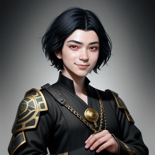 Elegant Portrait of Non-Binary Person in Digital Art Style