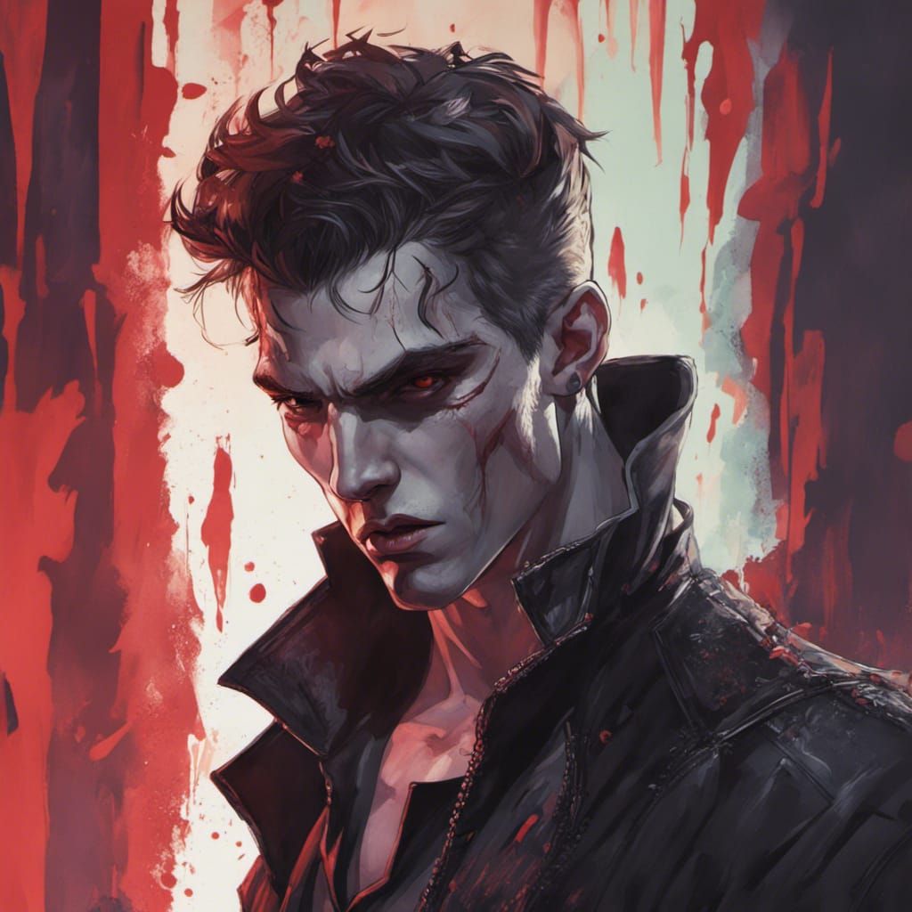 Badass Vampire in Hyperrealistic Splash Art Style