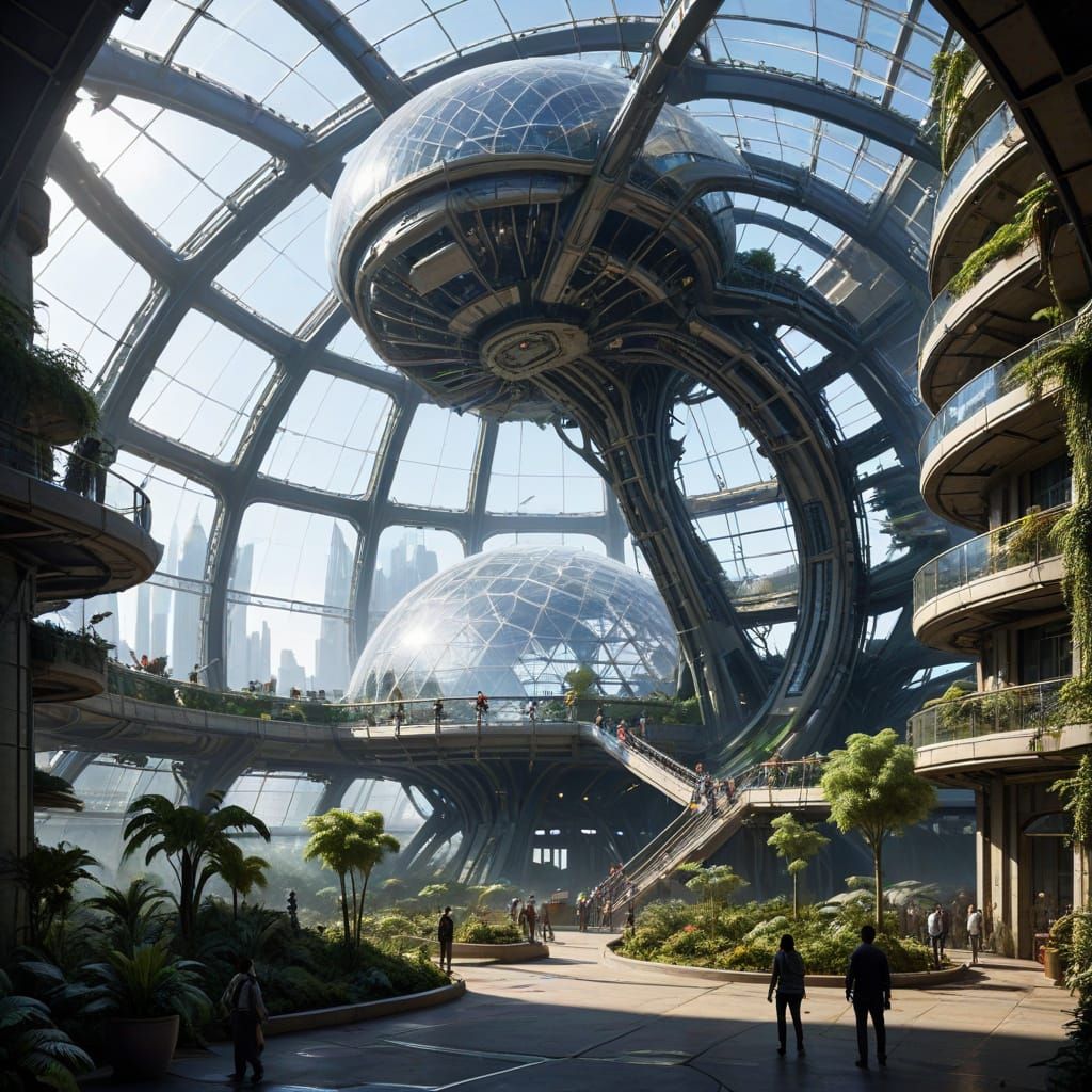 Majestic Alien Biodome Cityscape in a Futuristic Megastructu...