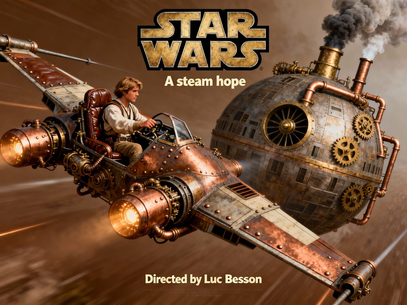 Steampunk Star Wars Movie Poster with Luke Skywalker