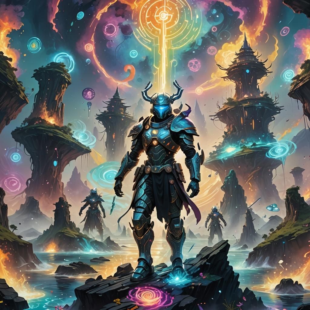 Futuristic Army on Floating Mystical Islands