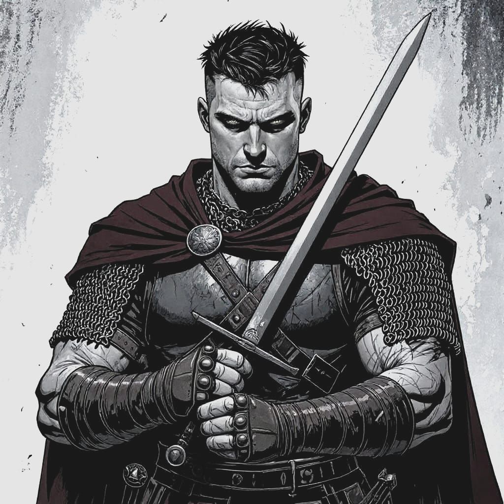 Barbarian Warrior in 1970s Comic Book Style