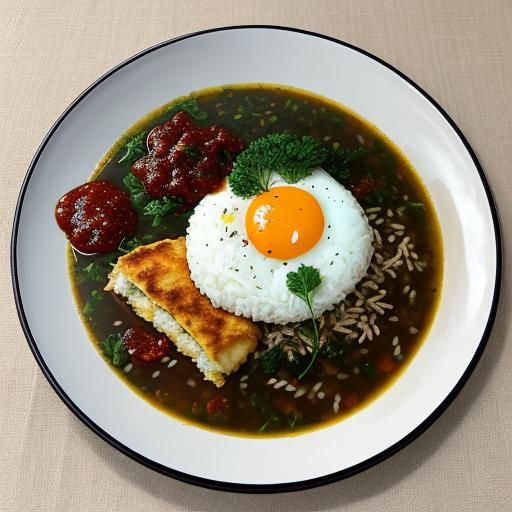 Fried white rice with areca nut, hare, dolphin, parsley and ...