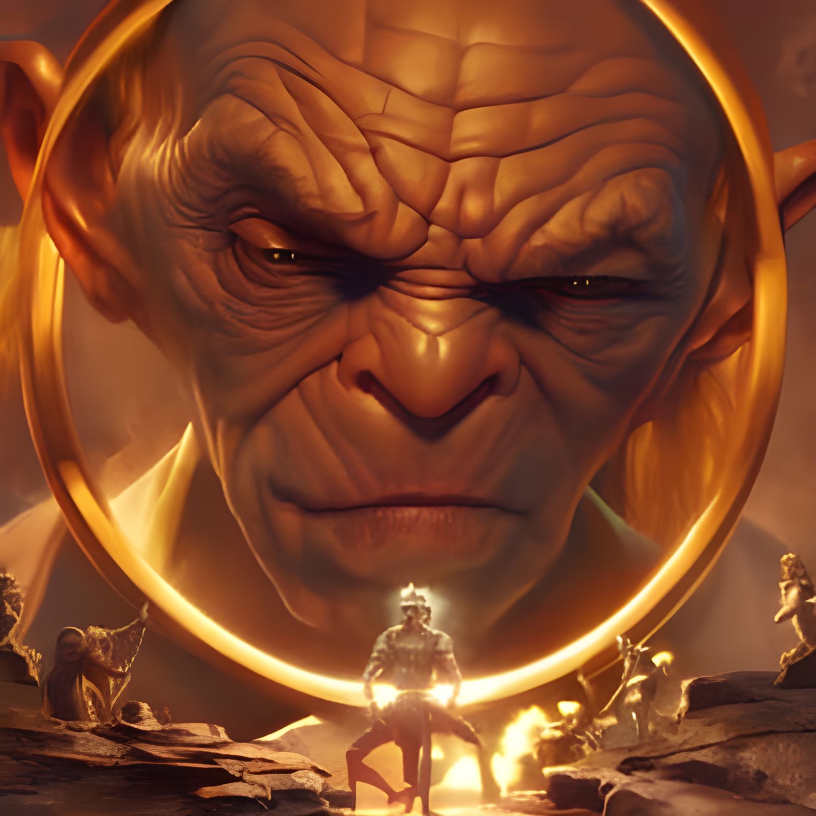 Gollum Reaching for the Ring: A Cinematic Close-Up