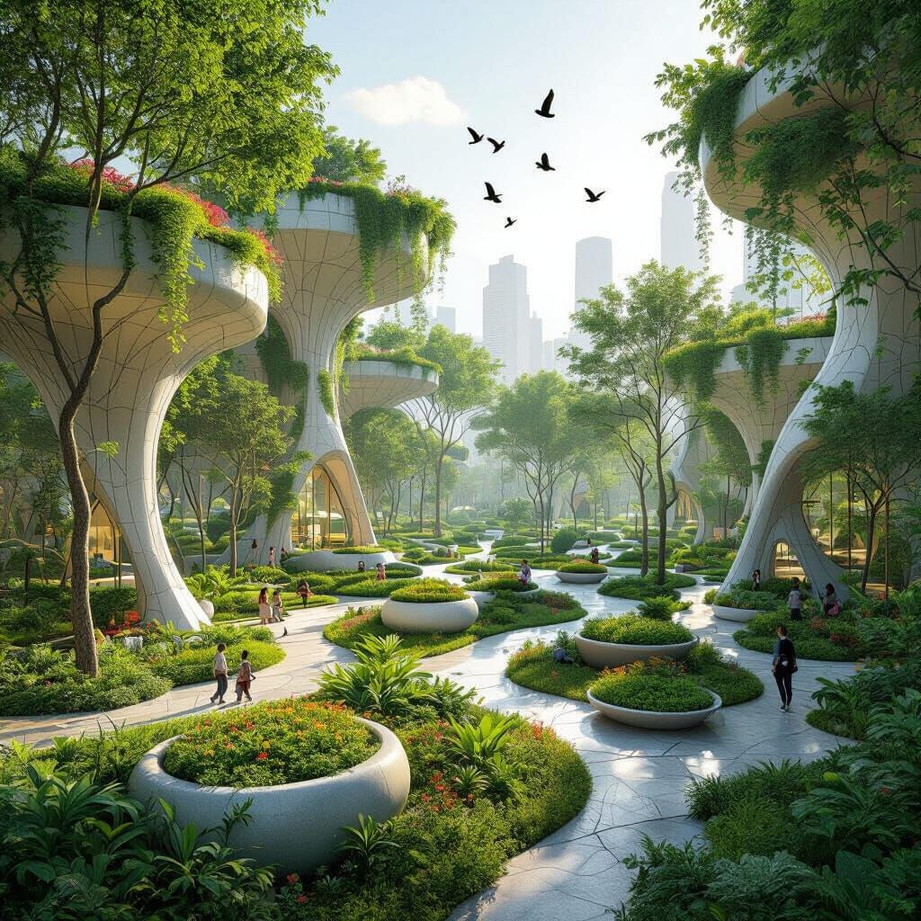 Future-Inspired Organic Urban Park with Greenery