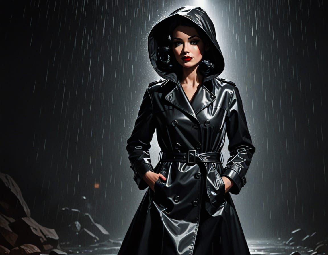 Noir Space Pinup in Dramatic Shadow