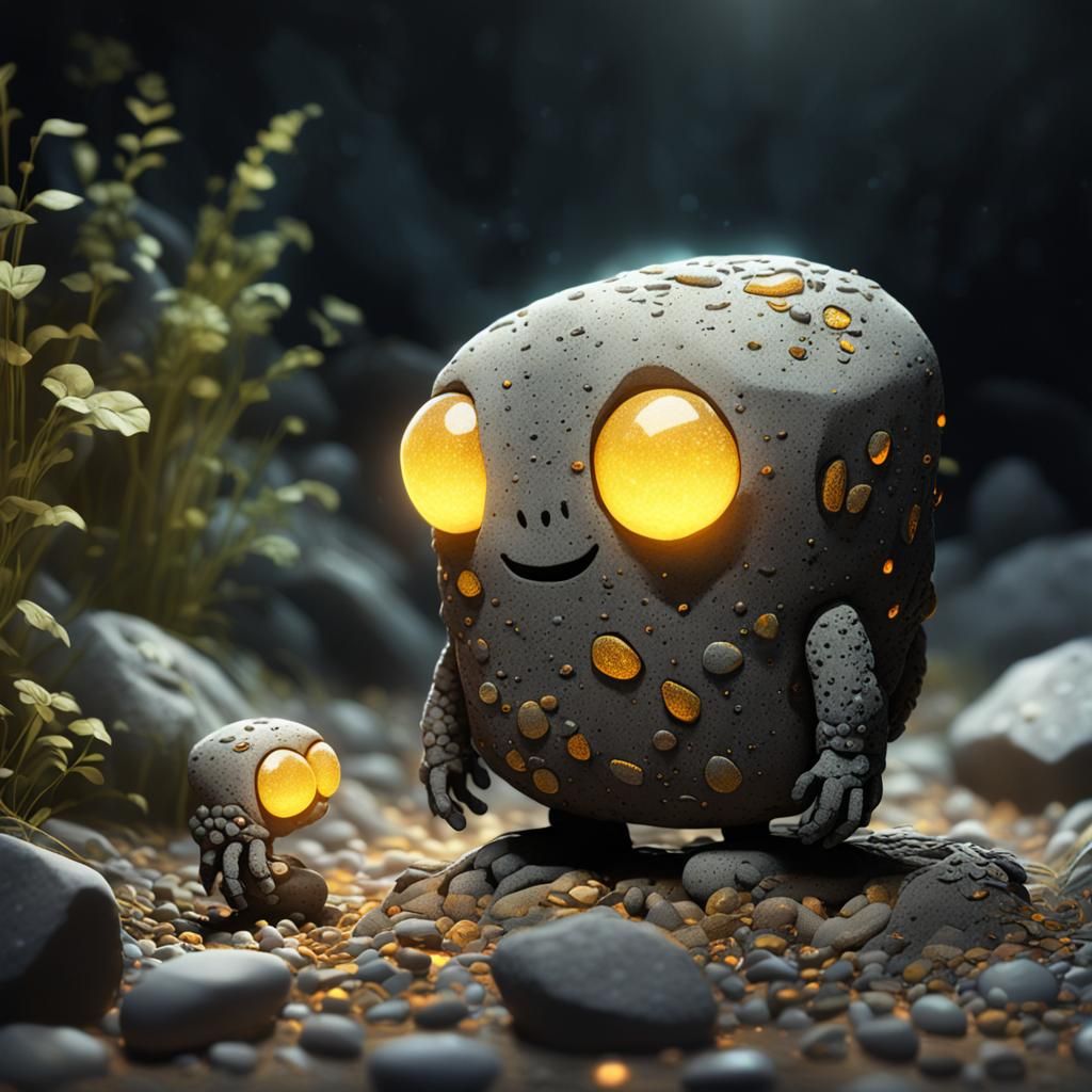 Mischievous Gravel Golem Concept Art in Earthy Tones