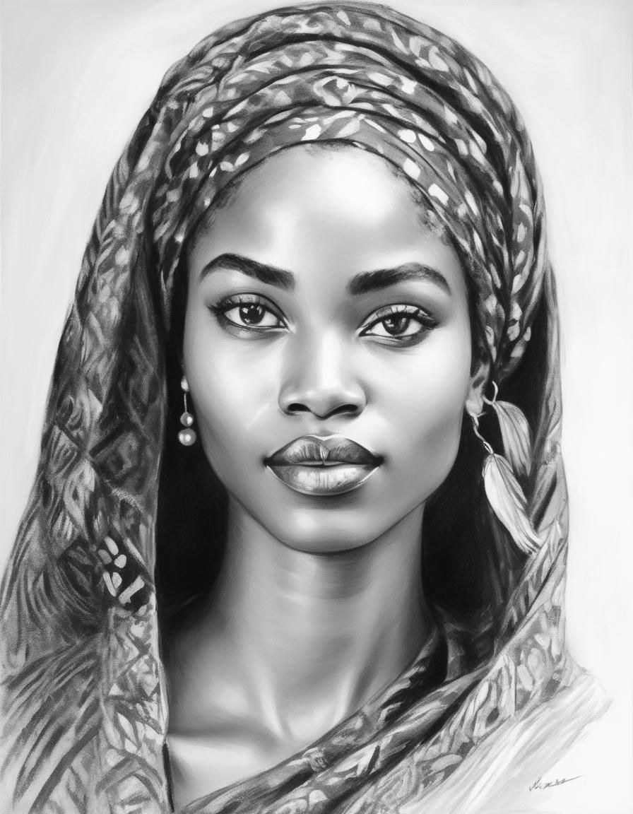 African Woman Portrait in Impressionist Style
