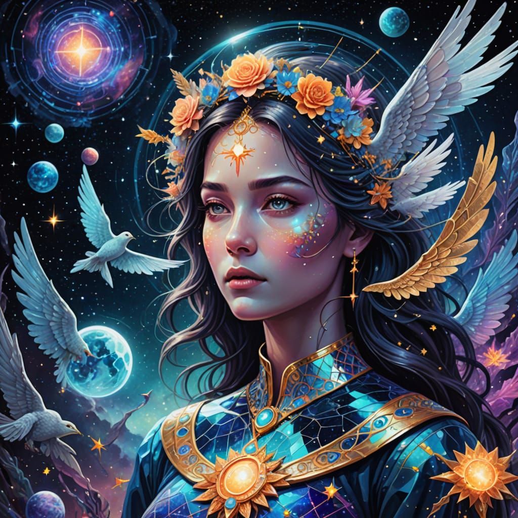 Angels Curing Insomnia in Cosmic Astral Illustration