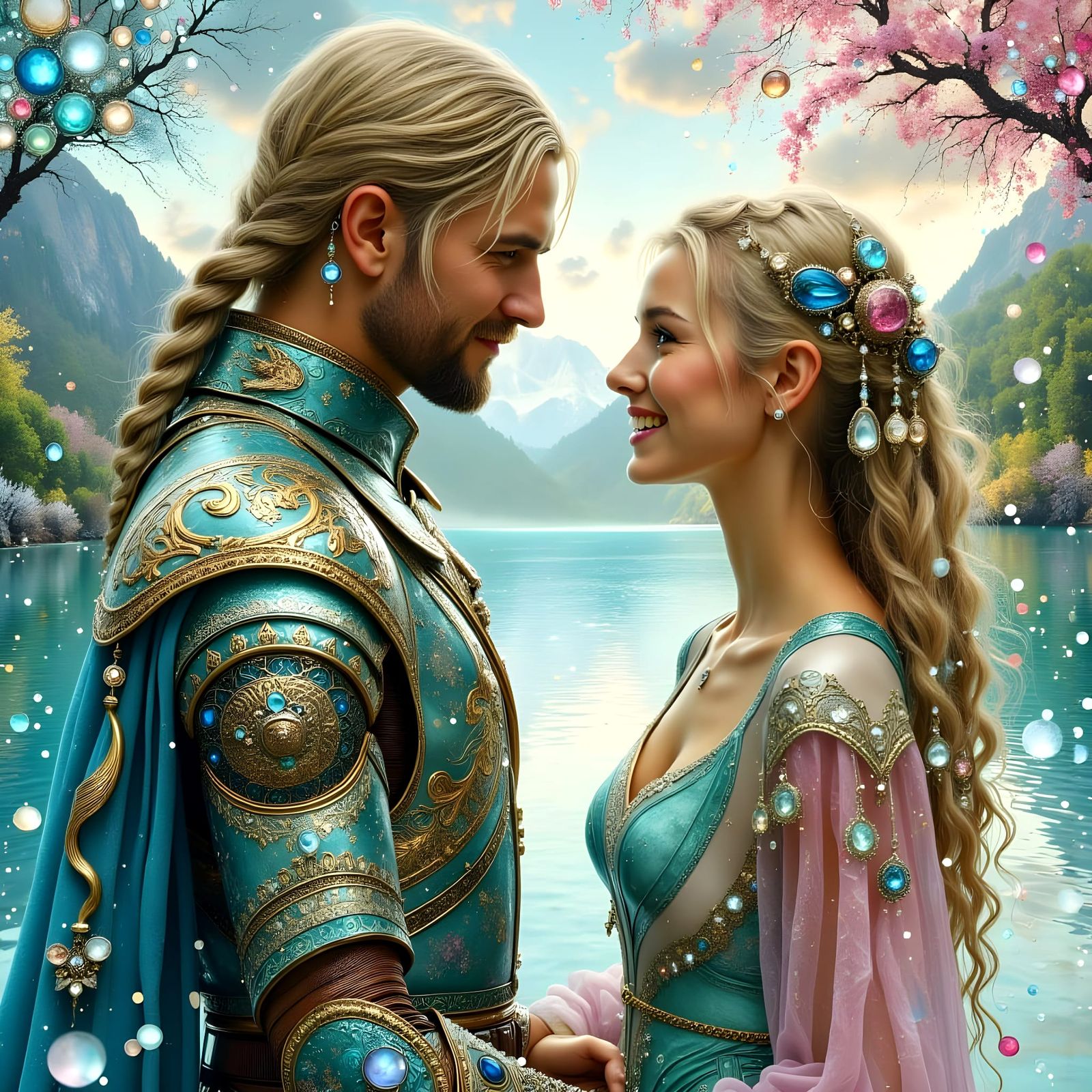 Elf Couple in Whimsical Landscape