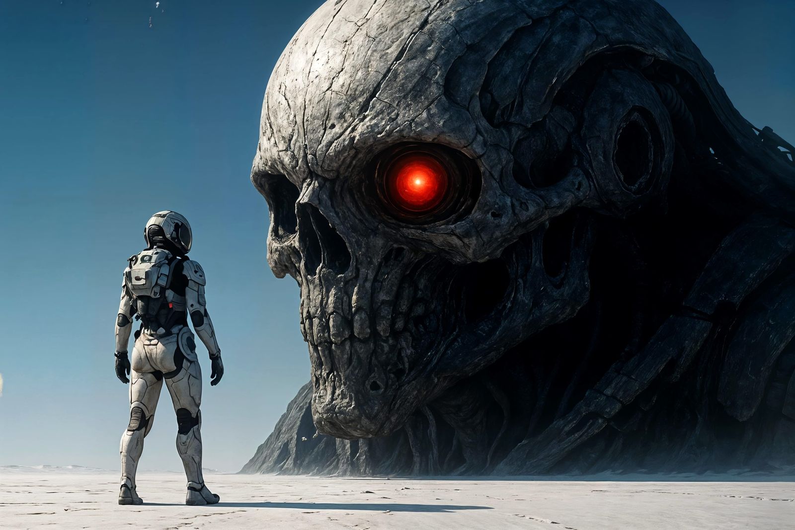 Icy Desert Encounter with Biomechanical Creature