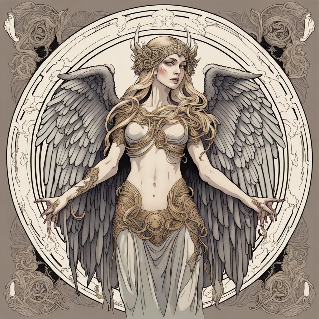 Norse Goddess Hel in Mucha Style