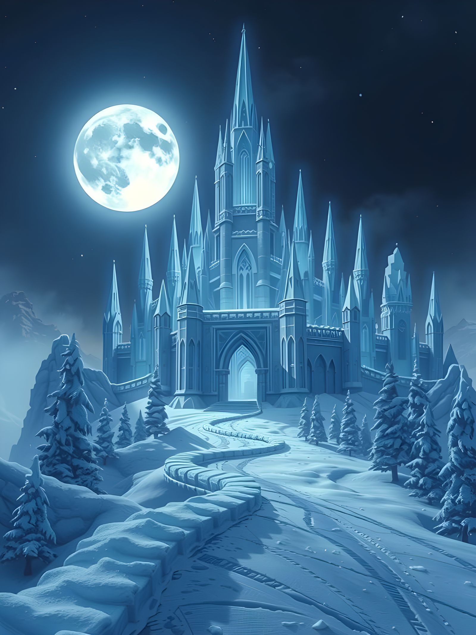 Snow Queen's Enchanted Citadel in Icy Realism