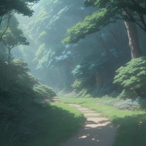 Anime Field Background Inspired by Ghibli and Shinkai
