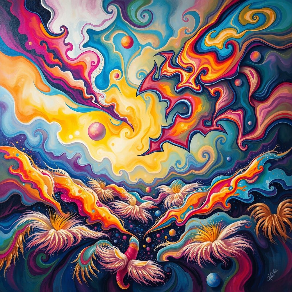 Vibrant Dreamscapes in Whimsical Abstraction