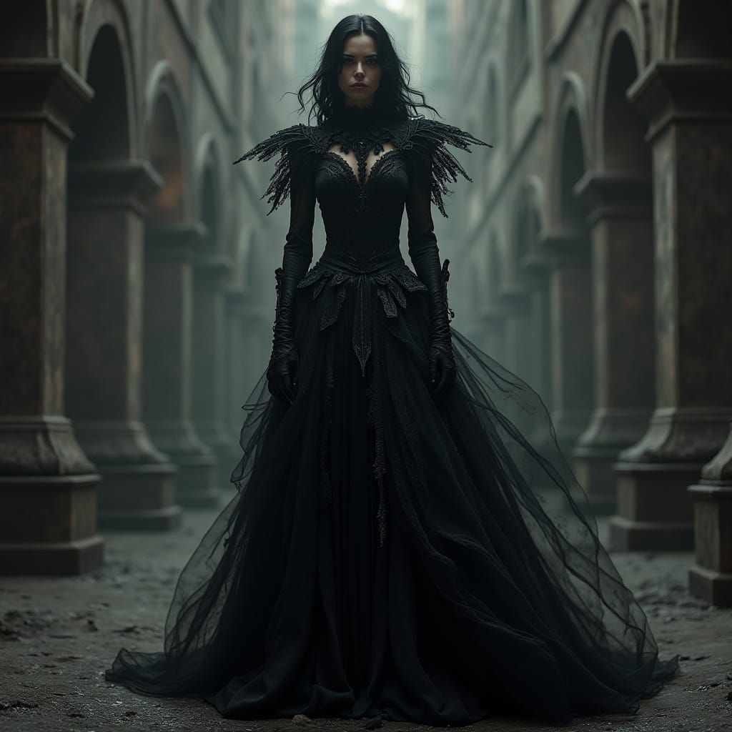 Gothic Vampiress in a Cyberpunk Aesthetic