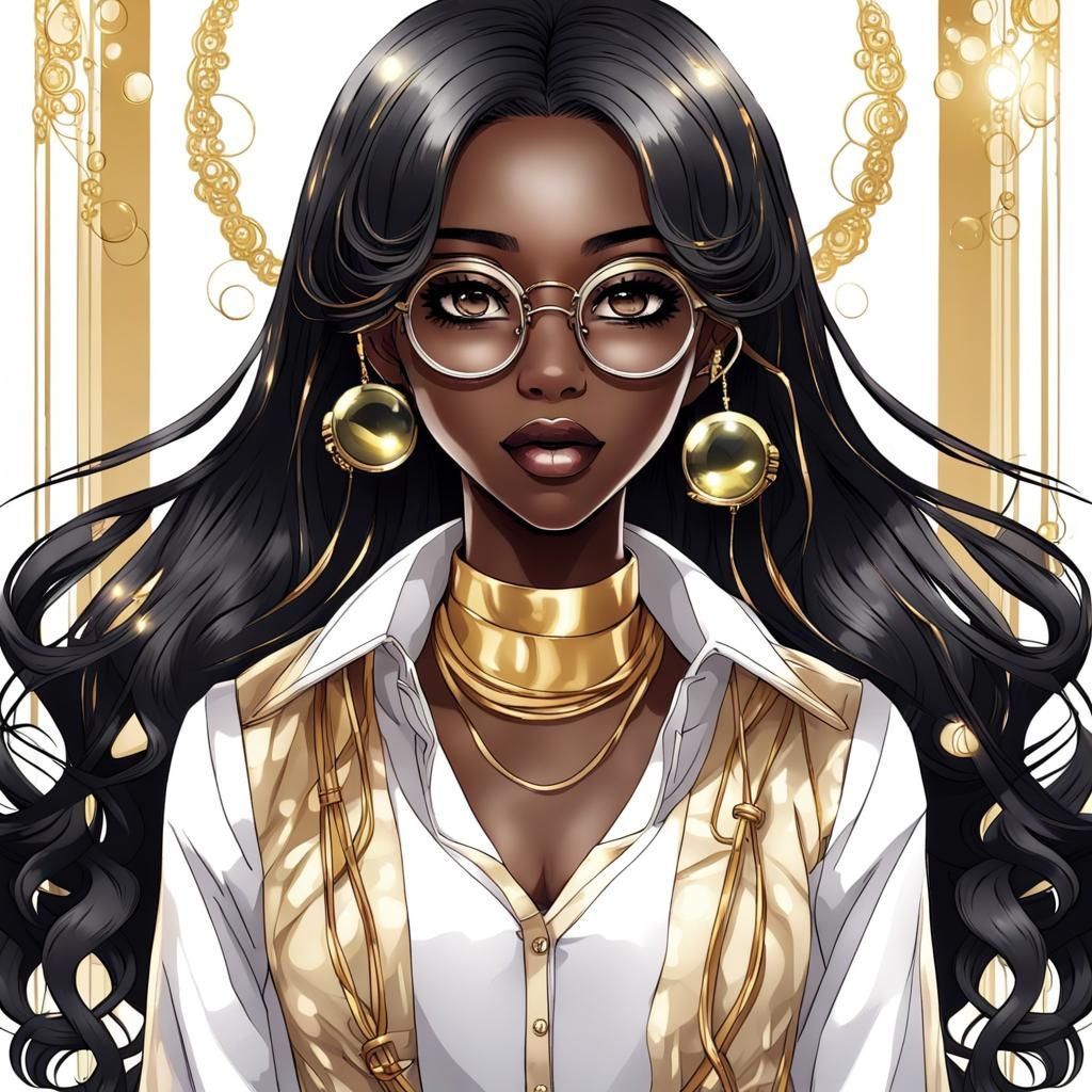 Manga Beauty with Gold Hair and Glasses