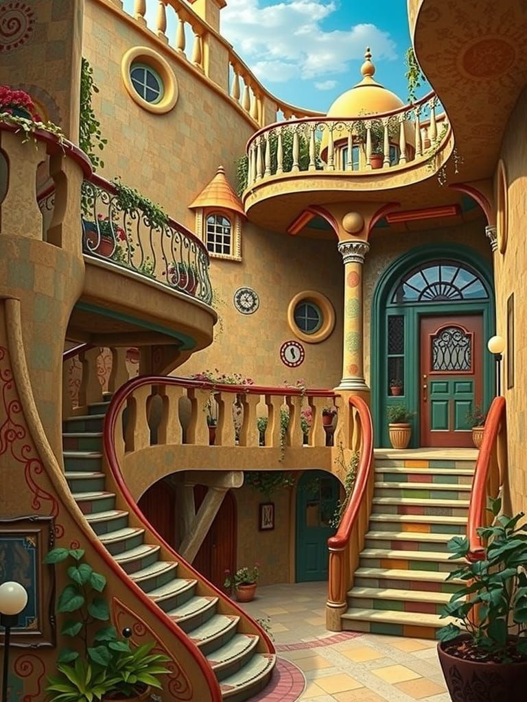 Hundertwasser-Inspired Architecture with Organic Forms