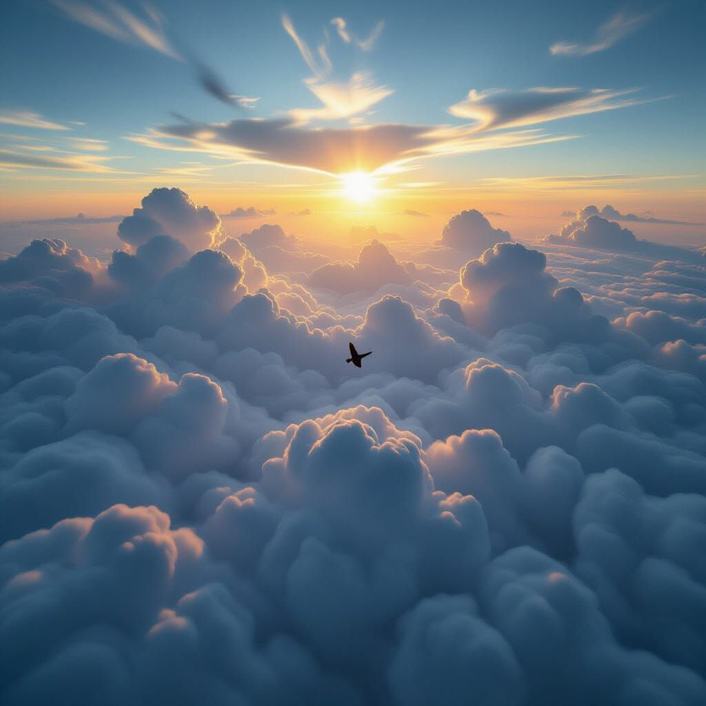 Majestic Bird Soars Through Dramatic Clouds in Cinematic Sky