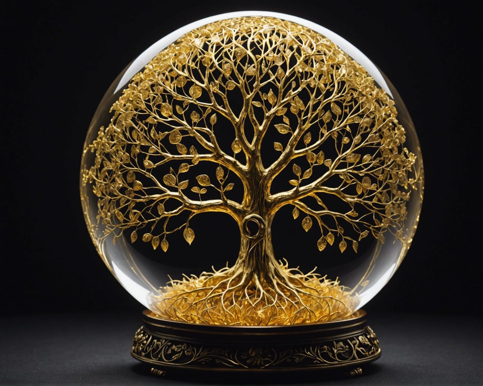 Golden Tree of Life in Crystal Sphere