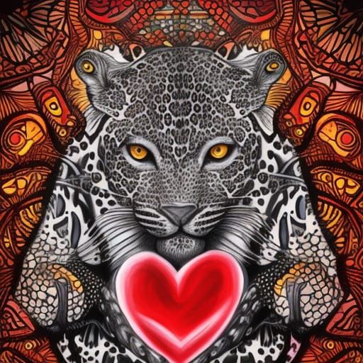Leopard with Heart: Coloring Book Illustration