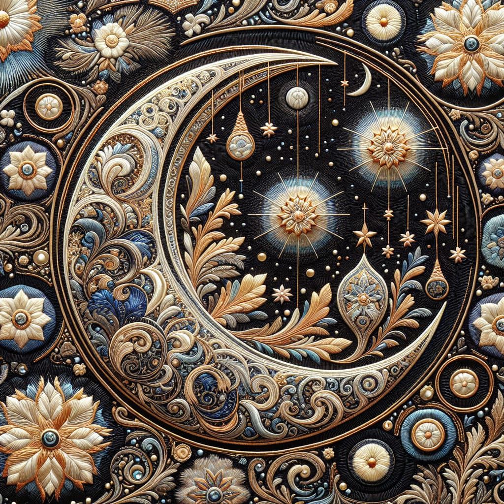 Mooncalf - Embroidery on Lasercut Wood