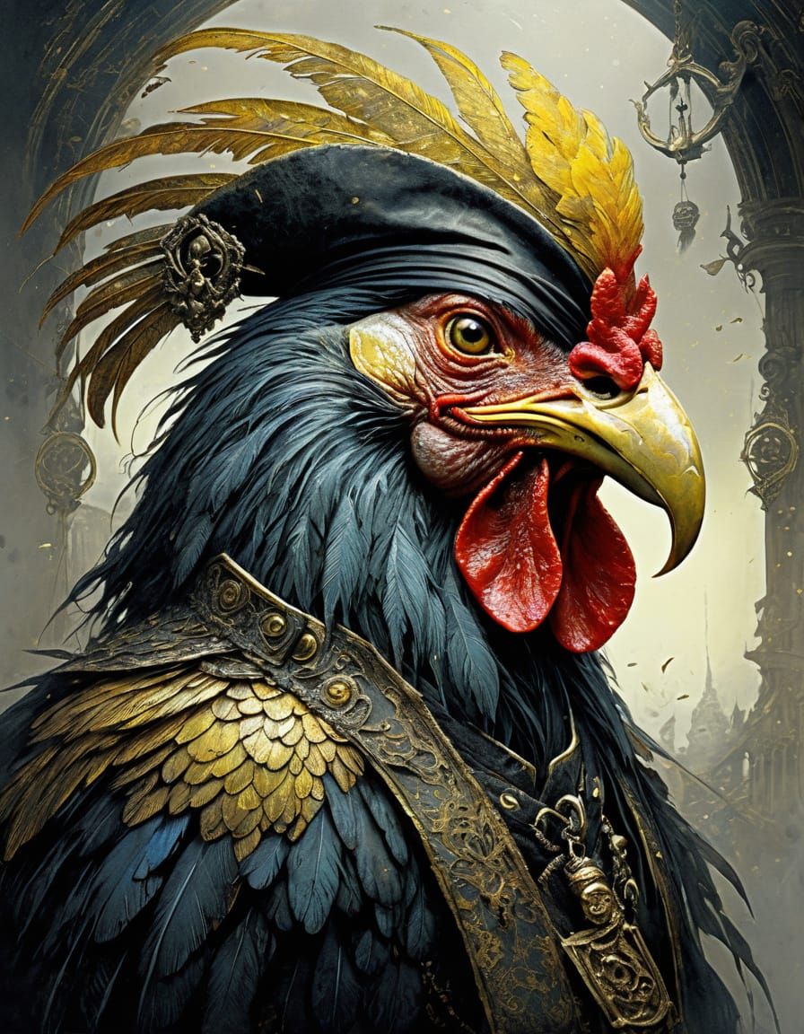 Detailed Pirate Chicken Illustration