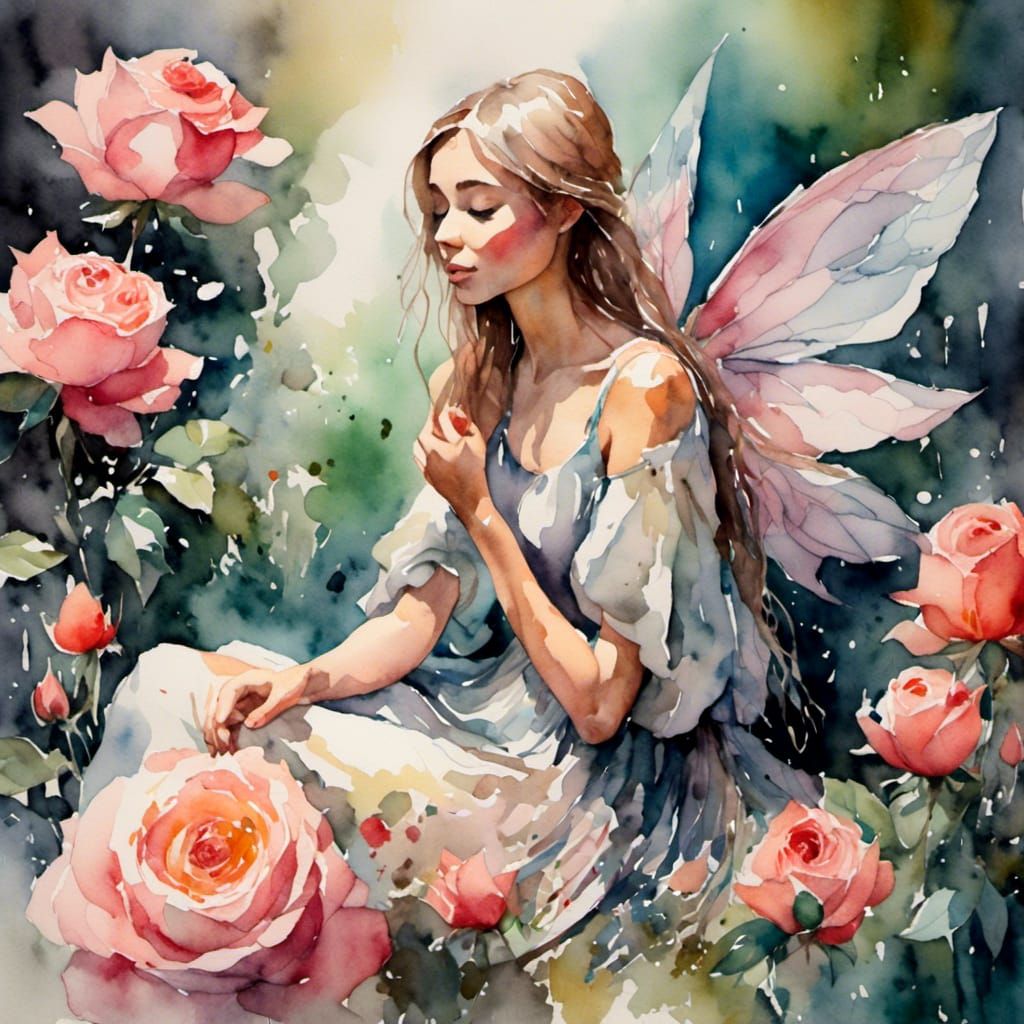 Rose Fairy - Watercolor