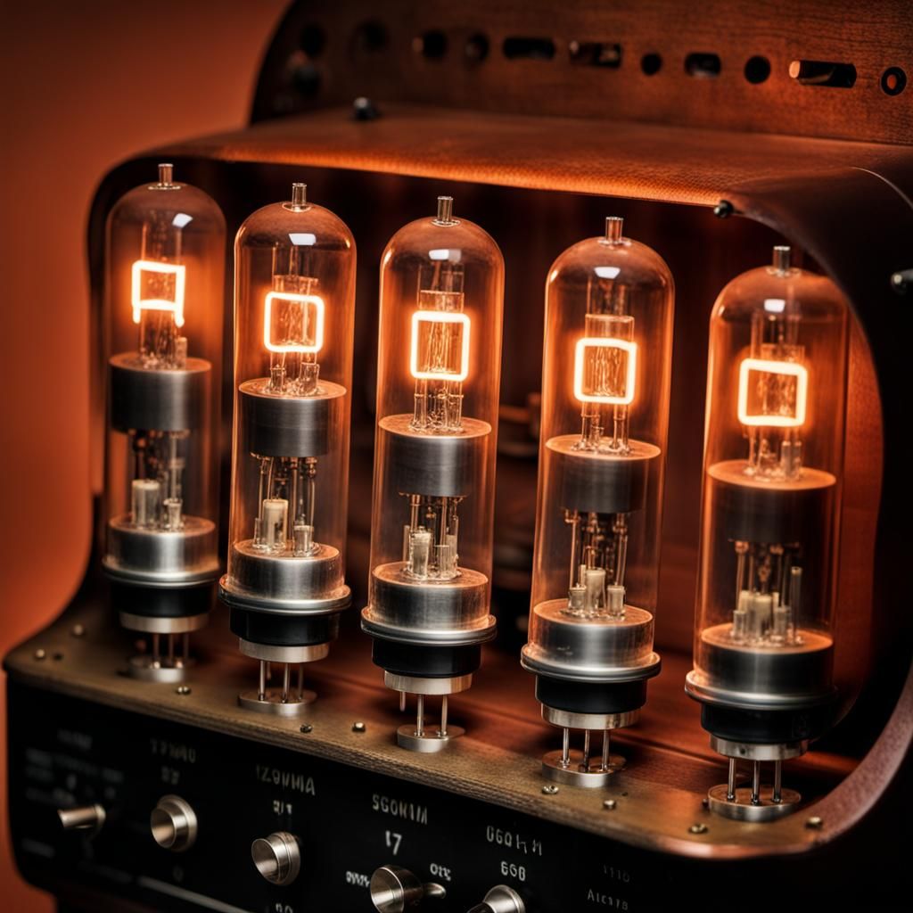 Glowing Vacuum Tubes of a Vintage Radio
