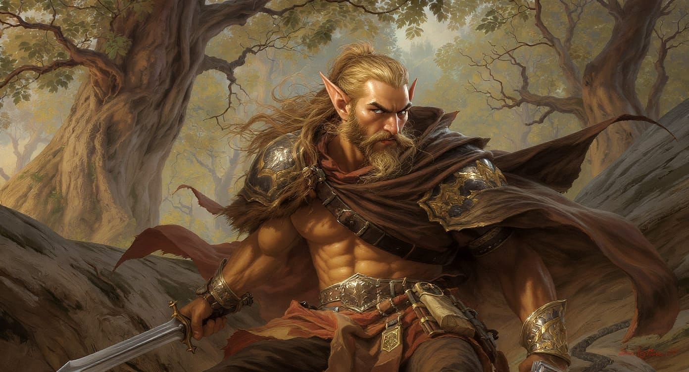 Handsome Elven Rogue Portrait: Sun-Kissed Skin