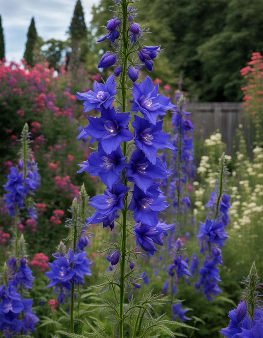 Gorgeous Larkspur Flowers in a Cinematic Garden